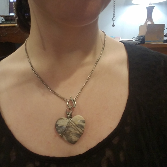 Picasso Jasper Heart Toggle Necklace - Picture 6 of 8